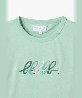 FEMME ウィメンズ "b."ロゴ 刺繍 コットン 半袖 Tシャツ "Brando" グリーン系その他