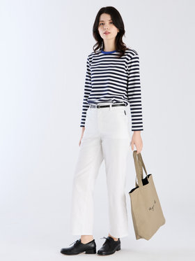 FEMME ウィメンズ 細ボーダー コットン 長袖 Tシャツ ”Biotop” ブルー系その他