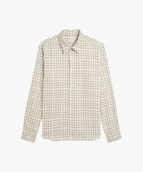 HOMME メンズ メンズ チェック コットン 長袖 シャツ "Andy" ベージュ