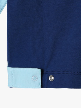 ENFANT ベビー ベビー バイカラー "b."ロゴ コットン 長袖 カーディガンプレッション ブルー