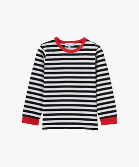 ENFANT ユニセックス キッズ ボーダー コットン 長袖 Tシャツ ホワイト×ブラック