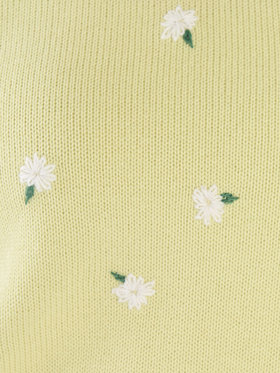 To b. by agnès b. フラワー 刺繍 コットン ニット プルオーバー グリーン