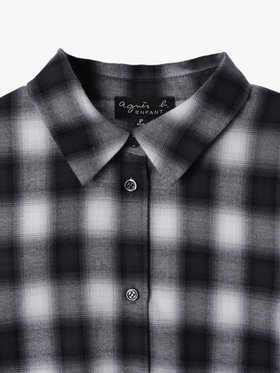 ENFANT ユニセックス キッズ チェック コットン 長袖 シャツ ブラック