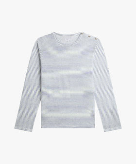 HOMME メンズ メンズ ボーダー リネンジャージー 長袖 Tシャツ "Epoxy" ネイビー