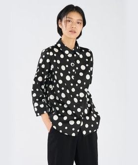 FEMME ウィメンズ ドット コットン 長袖 ブラウス "Jasmine" ブラック