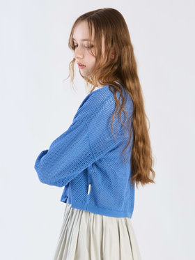 To b. by agnès b. 【Outlet】メッシュニットカーディガン ブルー