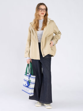 To b. by agnès b. コットン スタンドカラー ジップアップ ショートコート ベージュ