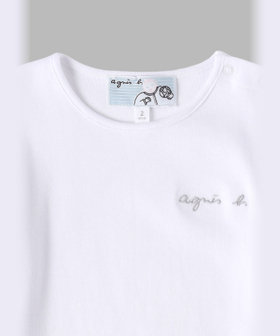 ENFANT ベビー ベビー ロゴ コットン 半袖 Tシャツ ホワイト