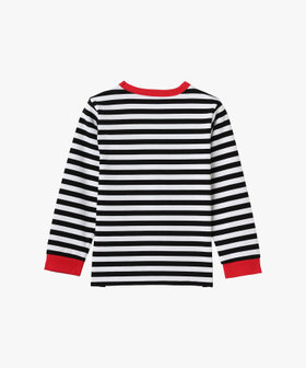 ENFANT ユニセックス キッズ ボーダー コットン 長袖 Tシャツ ホワイト×ブラック