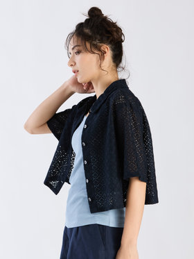 To b. by agnès b. 【Outlet】オプティカルレースシャツ ネイビー