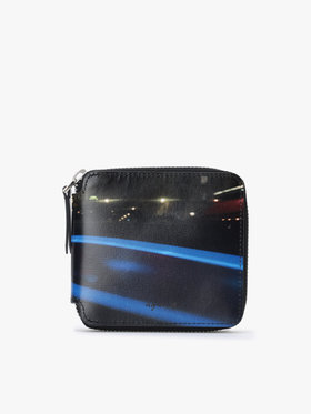 VOYAGE メンズ バッグ＆ウォレット 【Outlet】フォトプリント レザー ラウンドジップ 二つ折り  ウォレット ZAH04A-01 ブラック