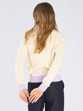 To b. by agnès b. バイカラー ポロ ニット プルオーバー オフホワイト