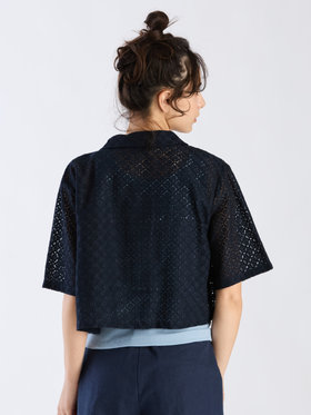 To b. by agnès b. 【Outlet】オプティカルレースシャツ ネイビー