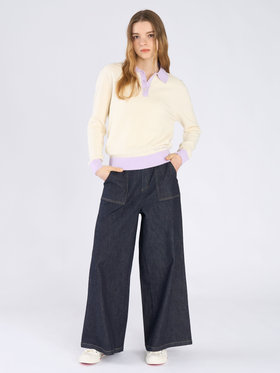 To b. by agnès b. バイカラー ポロ ニット プルオーバー オフホワイト