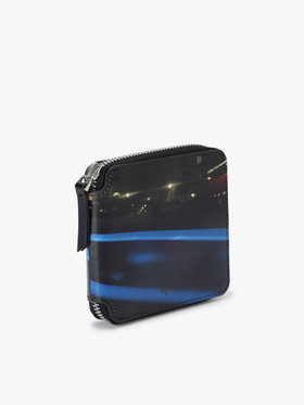 VOYAGE メンズ バッグ＆ウォレット 【Outlet】フォトプリント レザー ラウンドジップ 二つ折り  ウォレット ZAH04A-01 ブラック