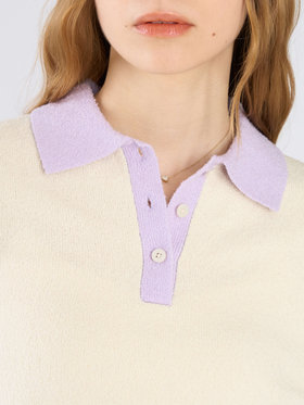 To b. by agnès b. バイカラー ポロ ニット プルオーバー オフホワイト