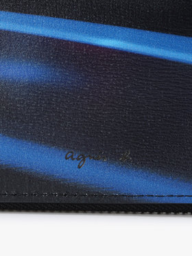 VOYAGE メンズ バッグ＆ウォレット 【Outlet】フォトプリント レザー ラウンドジップ 二つ折り  ウォレット ZAH04A-01 ブラック