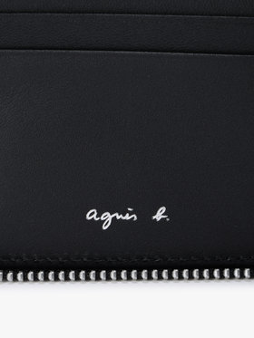 VOYAGE メンズ バッグ＆ウォレット 【Outlet】フォトプリント レザー ラウンドジップ 二つ折り  ウォレット ZAH04A-01 ブラック