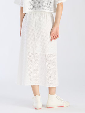 To b. by agnès b. 【Outlet】オプティカルレーススカート ホワイト