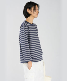 FEMME ウィメンズ 細ボーダー コットン 七分袖 Tシャツ "Lil Cool" マルチ