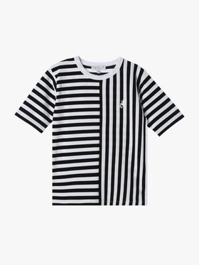 ENFANT ユニセックス キッズ 細ボーダー コットン 半袖 Tシャツ Lezard ホワイト×ブラック