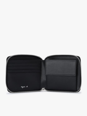 VOYAGE メンズ バッグ＆ウォレット 【Outlet】フォトプリント レザー ラウンドジップ 二つ折り  ウォレット ZAH04A-01 ブラック