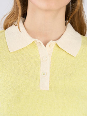 To b. by agnès b. バイカラー ポロ ニット プルオーバー イエロー