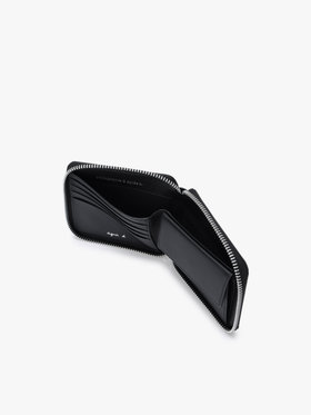 VOYAGE メンズ バッグ＆ウォレット 【Outlet】フォトプリント レザー ラウンドジップ 二つ折り  ウォレット ZAH04A-01 ブラック