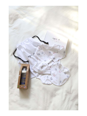 ENFANT ベビー WEB限定 ベビーギフトセット 長袖ボディ・ボネ・スタイ・哺乳瓶 4点セット ホワイト