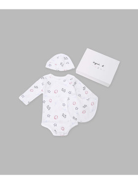 ENFANT ベビー WEB限定 ベビーギフトセット 長袖ボディ・ボネ・スタイ・哺乳瓶 4点セット ホワイト