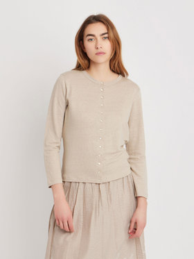 FEMME ウィメンズ リネン 長袖 カーディガンプレッション "Le Petit" ベージュ