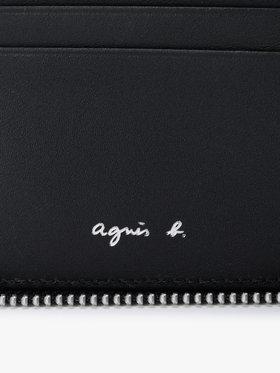 VOYAGE メンズ バッグ＆ウォレット 【Outlet】フォトプリント レザー ラウンドジップ 二つ折り  ウォレット ZAH04A-01 ブラック