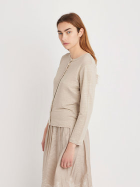 FEMME ウィメンズ リネン 長袖 カーディガンプレッション "Le Petit" ベージュ