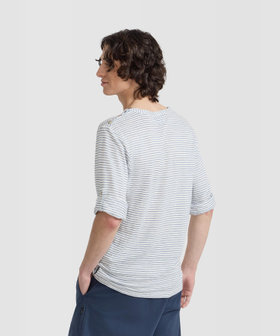 HOMME メンズ メンズ ボーダー リネンジャージー 長袖 Tシャツ "Epoxy" ネイビー