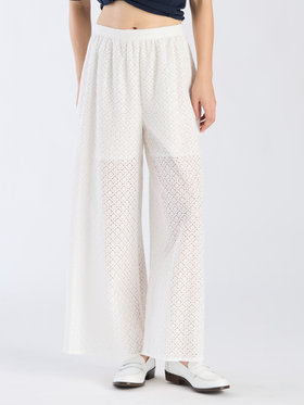 To b. by agnès b. 【Outlet】オプティカルレースパンツ ホワイト