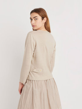 FEMME ウィメンズ リネン 長袖 カーディガンプレッション "Le Petit" ベージュ