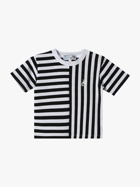 ENFANT ベビー ベビー 細ボーダー コットン 半袖 Tシャツ Lezard ホワイト×ブラック