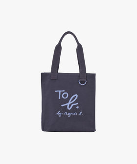 To b. by agnès b. コットン ロゴ ミニ トートバッグ ネイビー×レッド