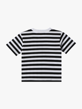 ENFANT ベビー ベビー 細ボーダー コットン 半袖 Tシャツ Lezard ホワイト×ブラック