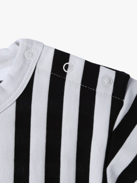 ENFANT ベビー ベビー 細ボーダー コットン 半袖 Tシャツ Lezard ホワイト×ブラック
