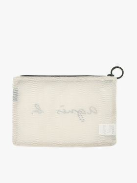 VOYAGE メンズ バッグ＆ウォレット ロゴ ナイロン ミディアム ポーチ ZAH03-01 オフホワイト