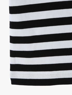 ENFANT ベビー ベビー 細ボーダー コットン 半袖 Tシャツ Lezard ホワイト×ブラック