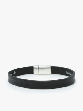 HOMME メンズ ”b.”ロゴ カーフスキンレザー ブレスレット ブラック