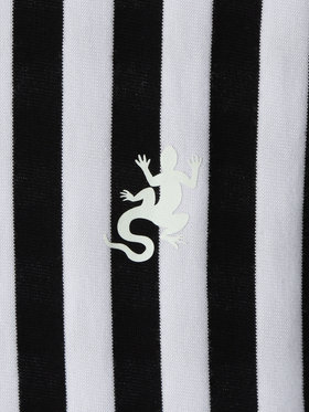 ENFANT ベビー ベビー 細ボーダー コットン 半袖 Tシャツ Lezard ホワイト×ブラック