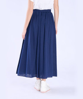 To b. by agnès b. フラワー コットン カット ジャカード スカート ネイビー