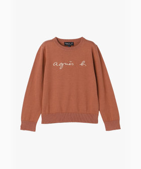ENFANT ユニセックス キッズ ロゴ刺繍 コットン 長袖 ニット プルオーバー レッド
