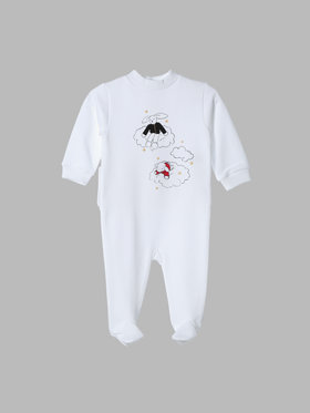ENFANT ベビー ベビー コットン ロンパース "Doudou nuages" ホワイト