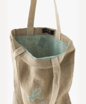 FEMME ウィメンズ "b."ロゴ リネン コットン キャンバス トートバッグ "Noe" ブルー