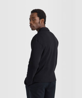 HOMME メンズ メンズ コットン リブ 長袖 ジップカーディガン "Azael" ブラック