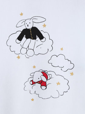 ENFANT ベビー ベビー コットン ロンパース "Doudou nuages" ホワイト